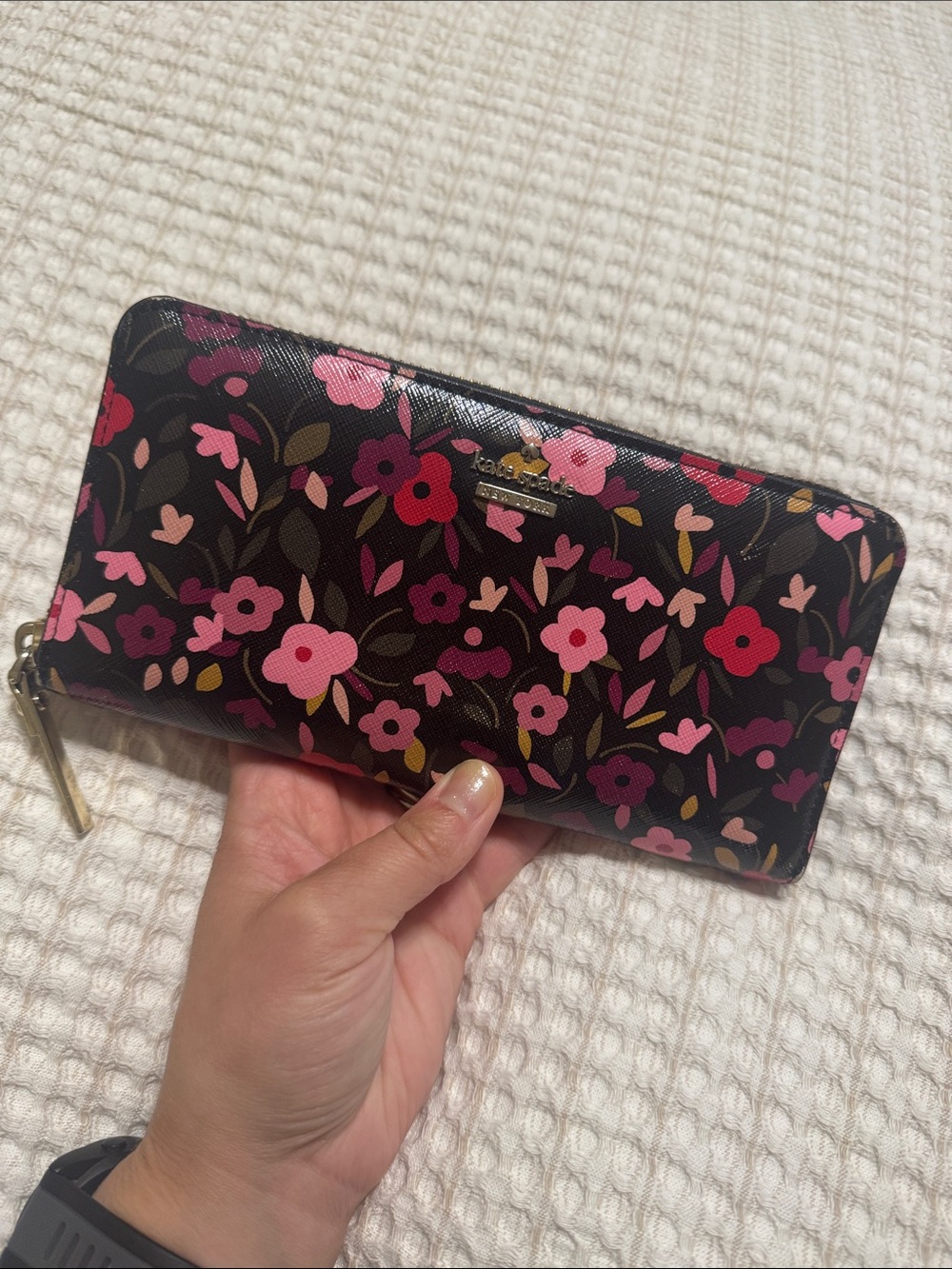 kate spade Black Floral Zip-Around Wallet